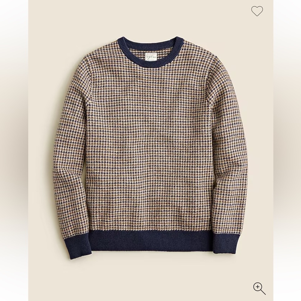 J. Crew rugged Merino wool-blend sweater in houndstooth jacquard. Size S